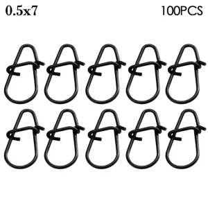 100pcs/lot Matte black Snap Fishing Barrel Swivel line connectors lure clips