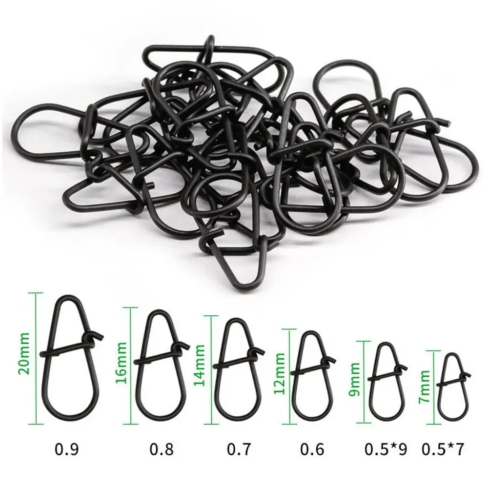 100pcs/lot Matte black Snap Fishing Barrel Swivel line connectors lure clips