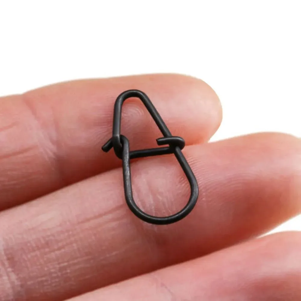 100pcs/lot Matte black Snap Fishing Barrel Swivel line connectors lure clips