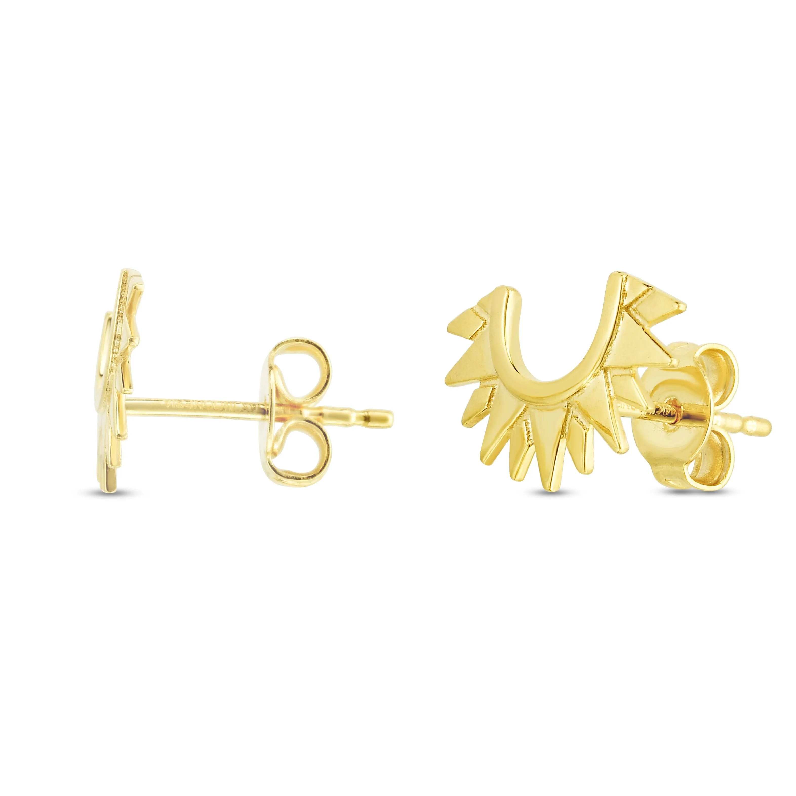 14K Yellow Gold Polished Trendy Sunburst Stud Earring