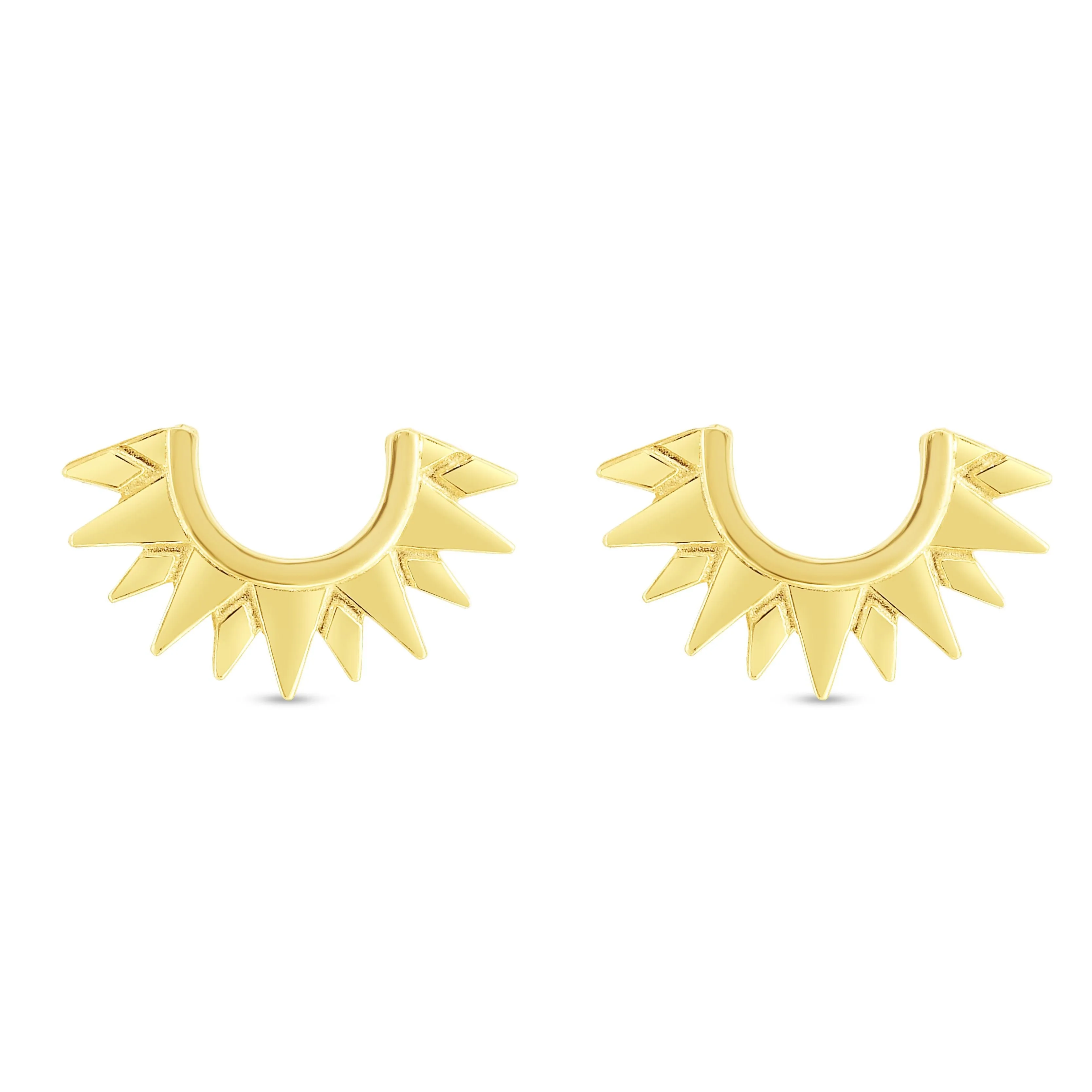 14K Yellow Gold Polished Trendy Sunburst Stud Earring