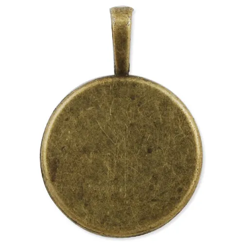 20 pieces Antique Bronze Round Zinc Alloy Cameo Cabochon Base Setting Pendants,Nickle and Lead free;fit 25mm cabochon