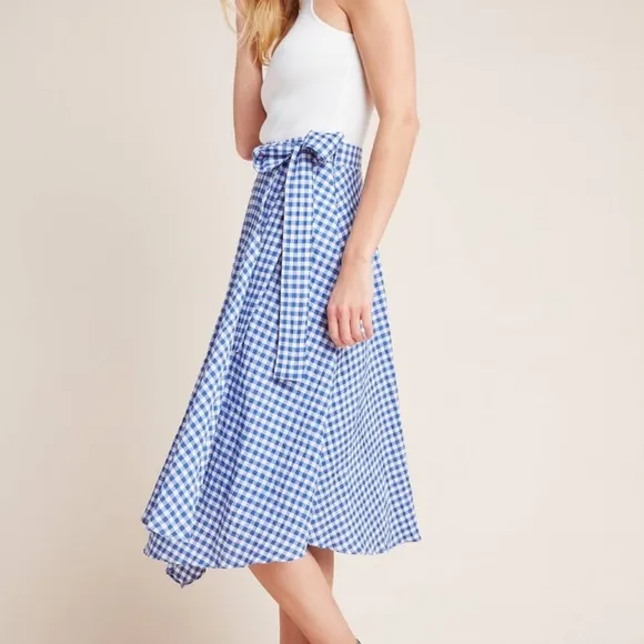 262. Maeve by Anthropologie Blue Gingham Women's Skirt