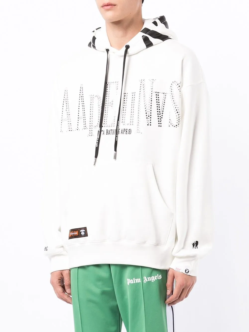 AAPE BY *A BATHING APE® rhinestone-logo cotton-blend hoodie