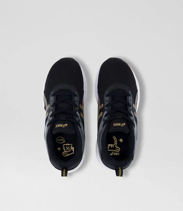 ASICS KID'S GEL QUANTUM 90 IV BLACK/GOLD RUNNING SHOES