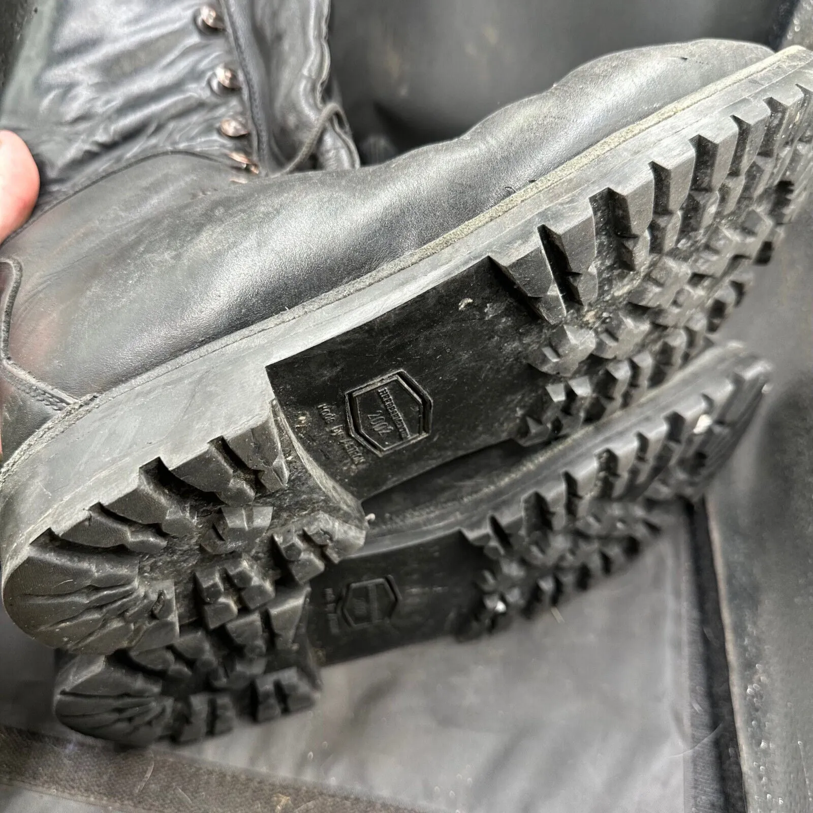 Austrian Army Black Leather Heavy Duty Combat Boots - Size EU 44 - UK 9.5