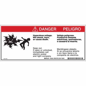 Bilingual DANGER HAZARDOUS VOLTAGE INSIDE. CAN SHOCK, BURN, OR CAUSE DEATH Labels| Buy online