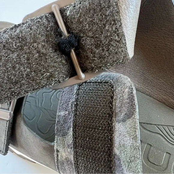 Bionica Naille Suede Slip On Slides Camouflage Double Strap Sandals Shoes SZ 10