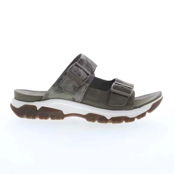 Bionica Naille Suede Slip On Slides Camouflage Double Strap Sandals Shoes SZ 10