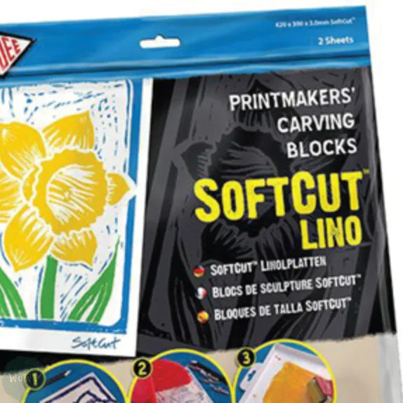 BLOCK / LINO PRINTING - CARVING BLOCK - SOFTCUT - Essdee  - 210 x 150 x 3mm (approx. 8 x 6") - Pack of 2