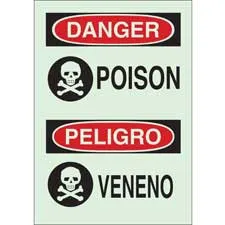Brady BradyGlo Bilingual DANGER Poison Sign/ Buy online