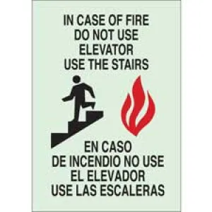 Brady BradyGlo Bilingual In Case Of Fire Do Not Use Elevator Use The Stairs Sign/ Buy online