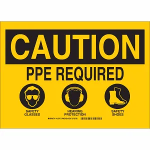 Brady CAUTION PPE Required Safety Glasses Hearing Protection Safety Shoes Sign| Buy online
