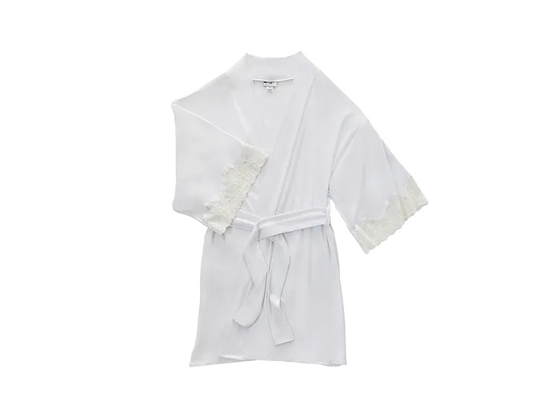 Calla Modal Kimono with Lace, White