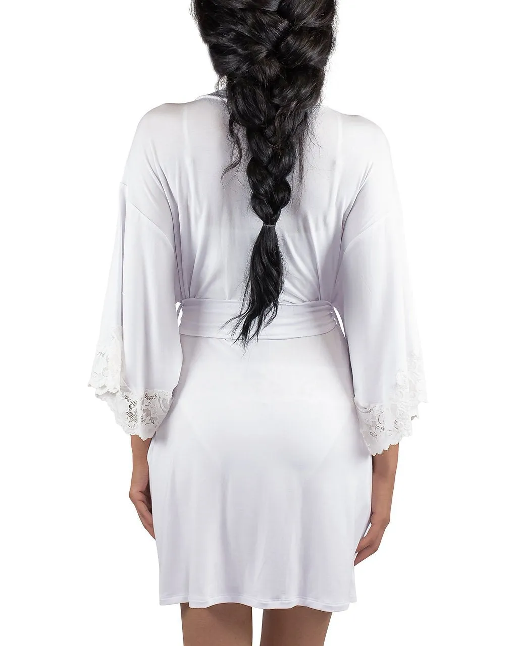 Calla Modal Kimono with Lace, White
