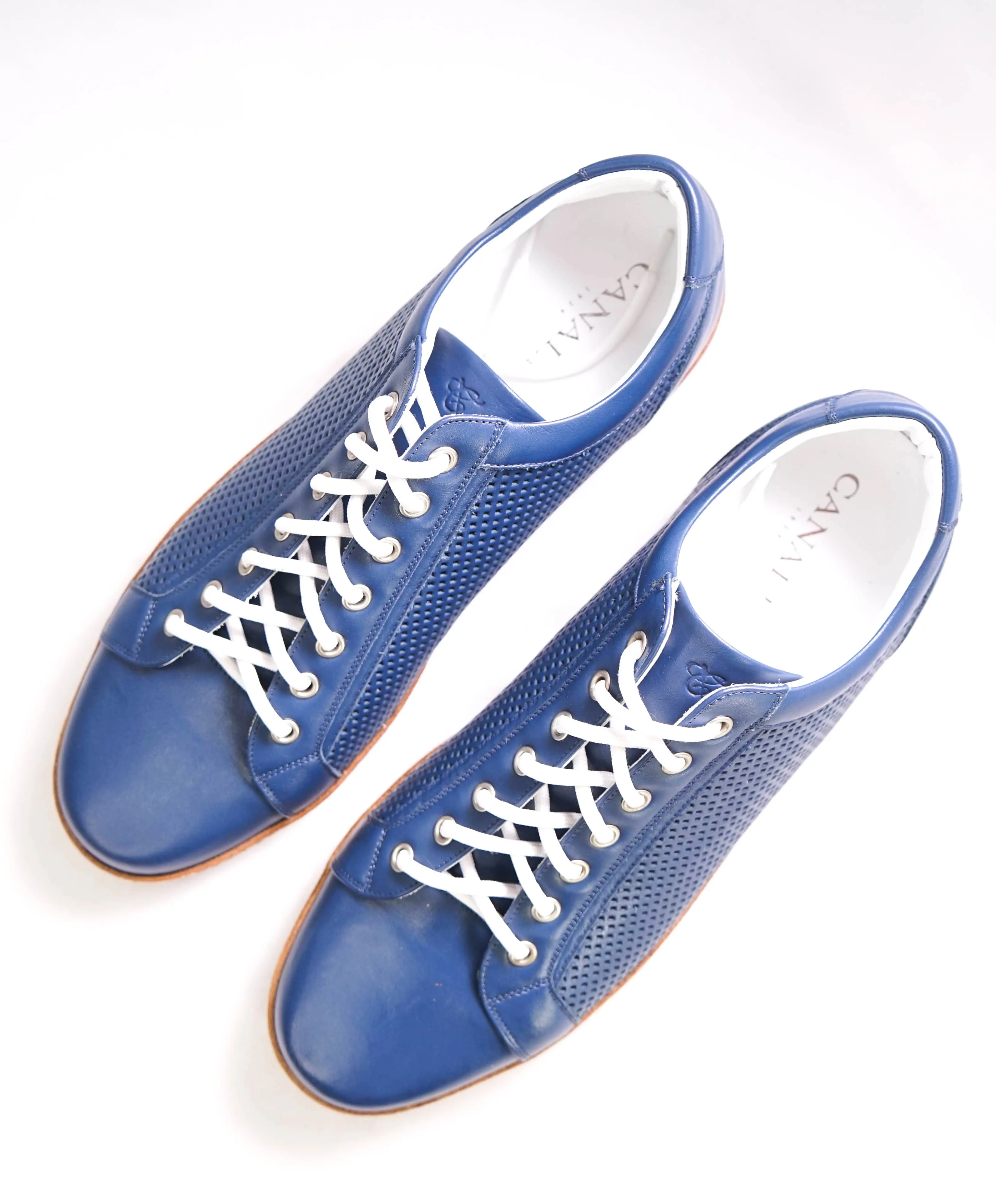 CANALI -  Hand Stitched Blue/White PREMIUM Leather Sneakers - 10 US (43EU)