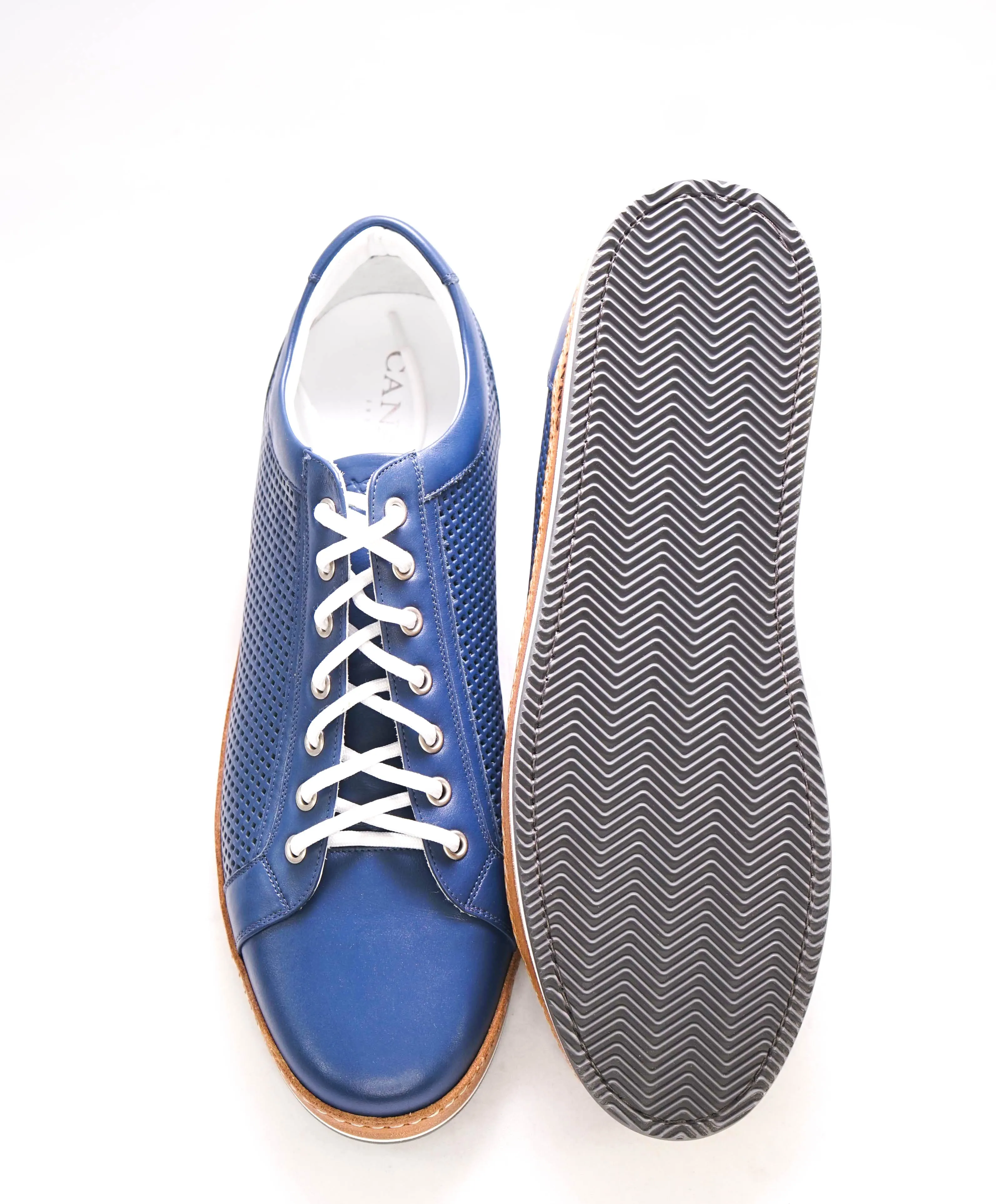 CANALI -  Hand Stitched Blue/White PREMIUM Leather Sneakers - 10 US (43EU)