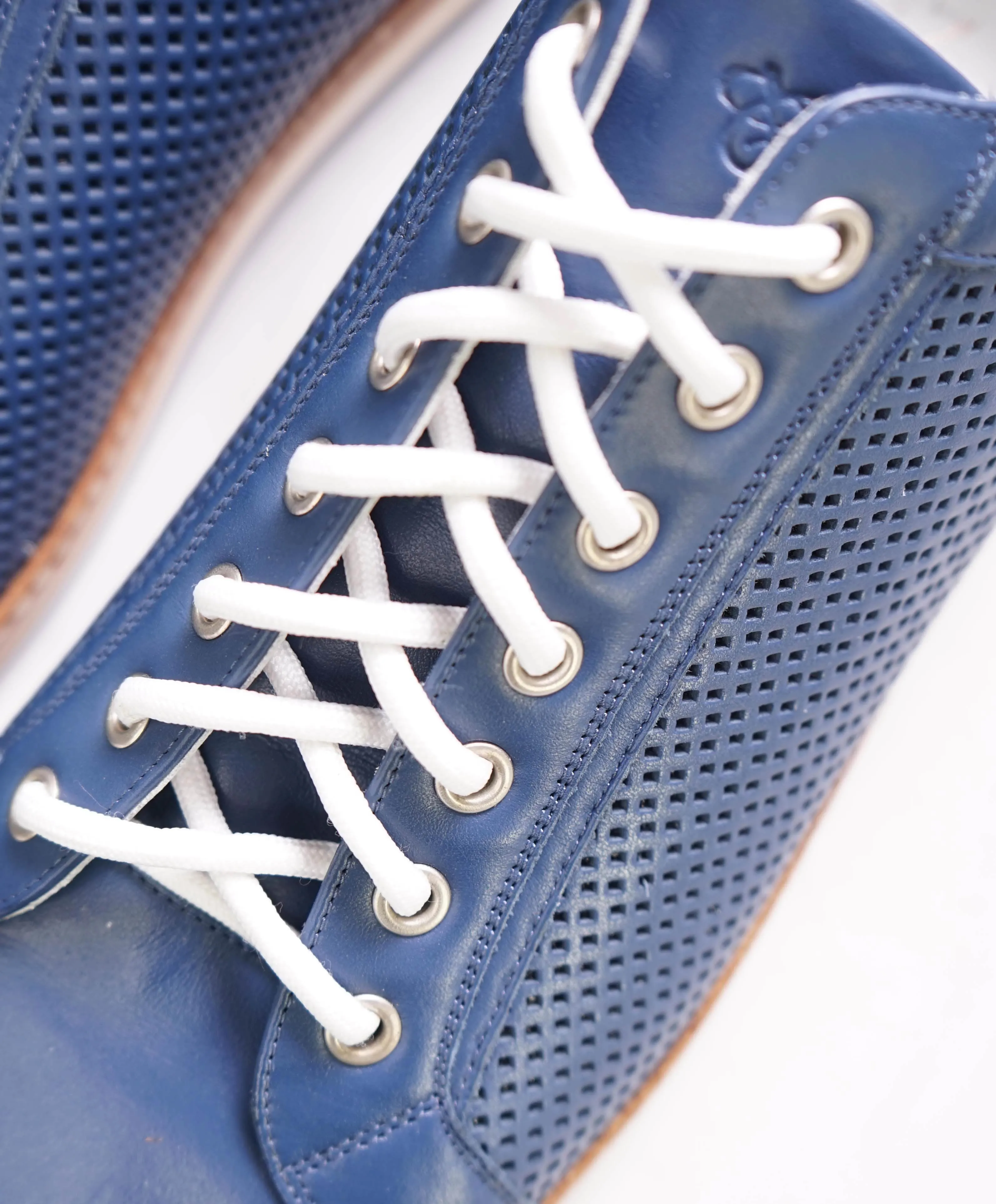 CANALI -  Hand Stitched Blue/White PREMIUM Leather Sneakers - 10 US (43EU)