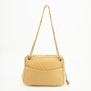 Chanel Lambskin Chevron Beige Camera Bag   #2567