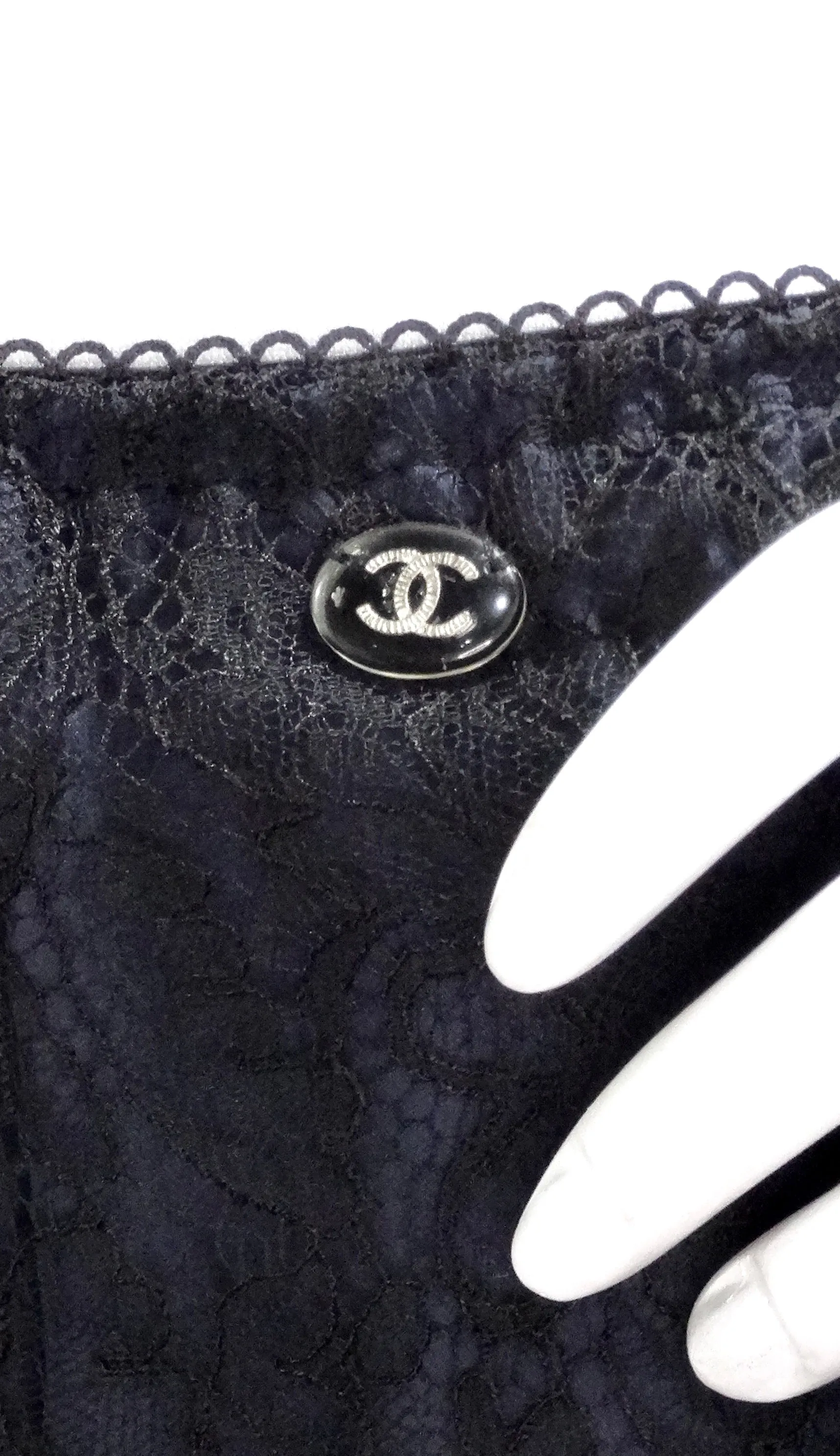 Chanel Runway Black Lace Midi Skirt