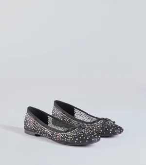 Chic Charm Rhinestone Bow Ballet Flats