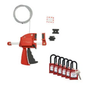 Clamping Cable Lockout with Nylon Safety Lockout Padlock 6 Pack - Bundle and Save 40% on Padlocks/Buy online