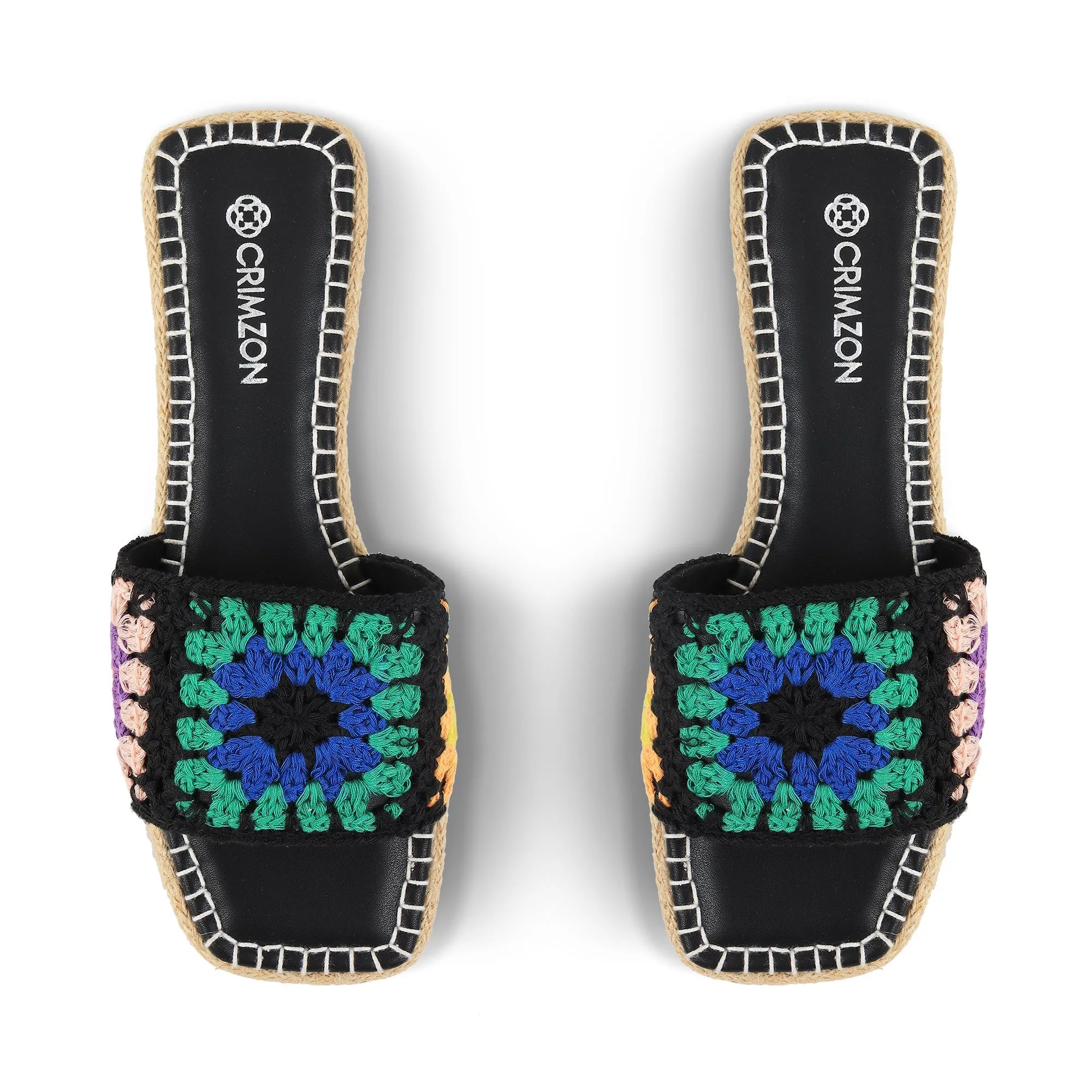 CLARA- BLACK CROCHET FLATS