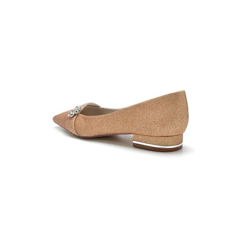 Crystal Flower Sequin Pointed Toe Flats