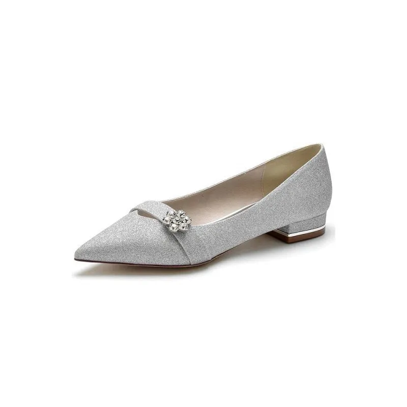 Crystal Flower Sequin Pointed Toe Flats