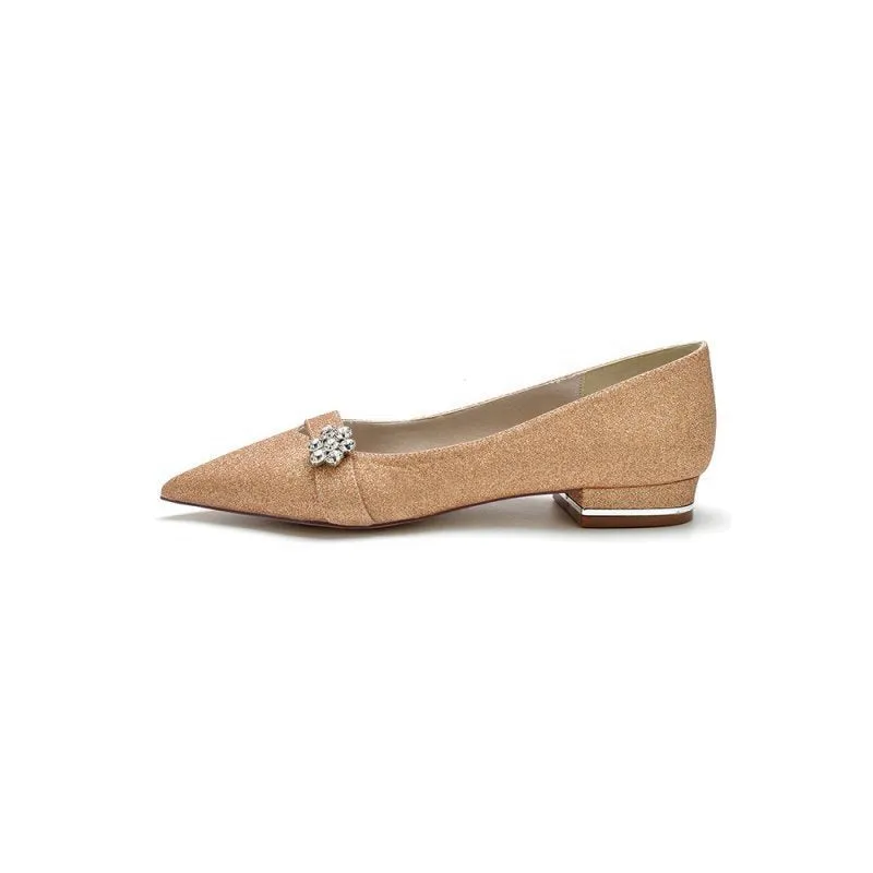Crystal Flower Sequin Pointed Toe Flats