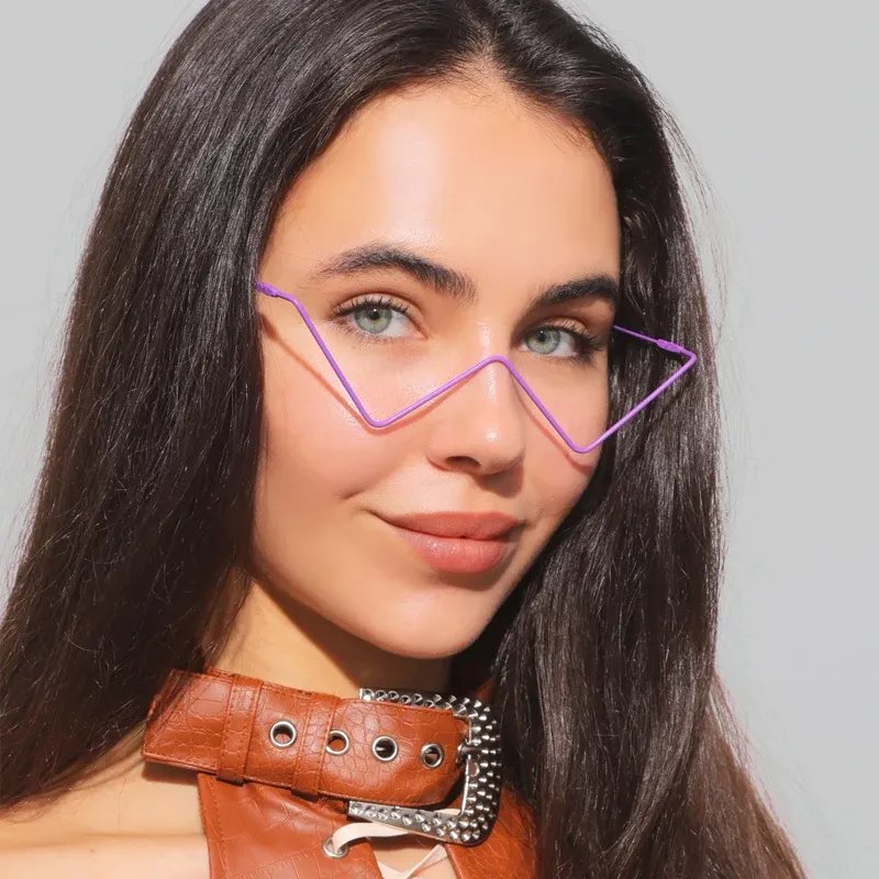 Crystal Sunglasses Frames Small Diamond Alloy Eyeglasses | Punk Half Frame Eyewear