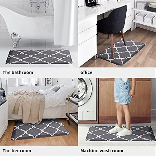 DACLYZE Kitchen Rug for Floor Cushioned Anti Fatigue Waterproof 17.3"x 39" Non Slip Comfort Carpet, Waterproof Memory Foam Standing Mat for Kitchen, Floor Home, Office, Sink, Laundry,Brown