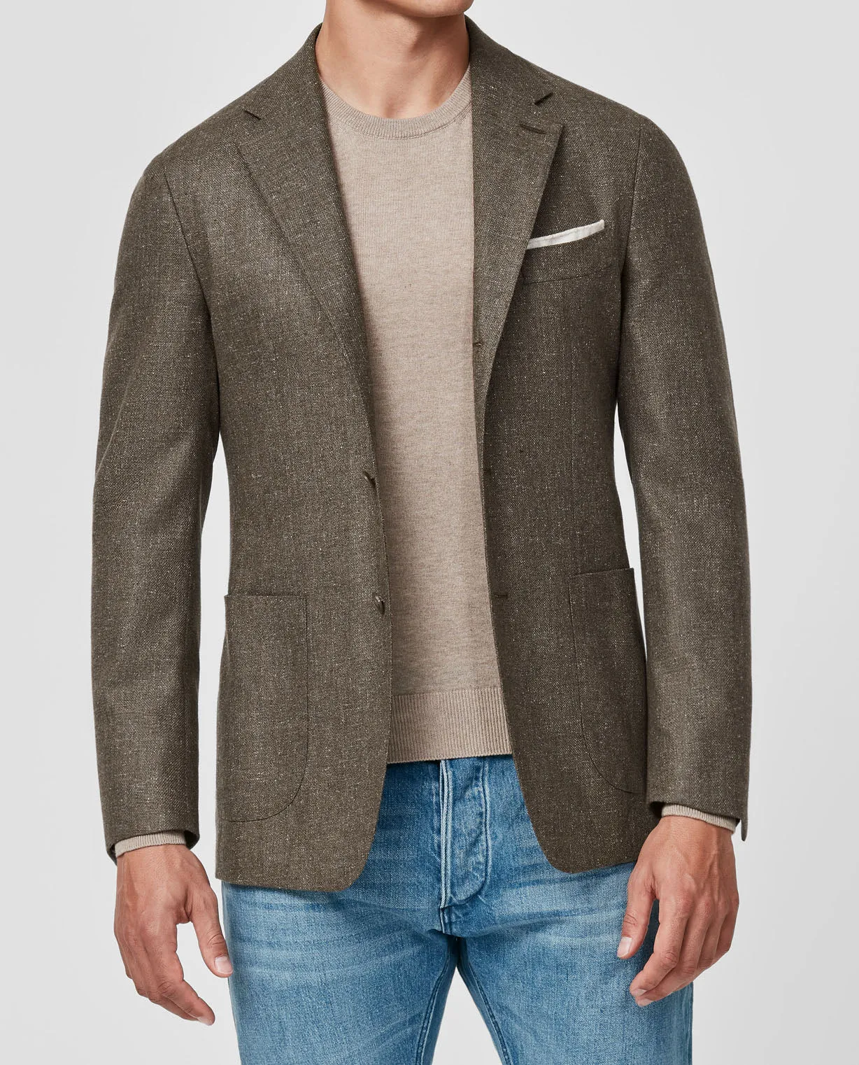 Di Pray Brown Melange Silk & Wool Basketweave