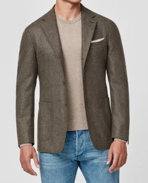 Di Pray Brown Melange Silk & Wool Basketweave