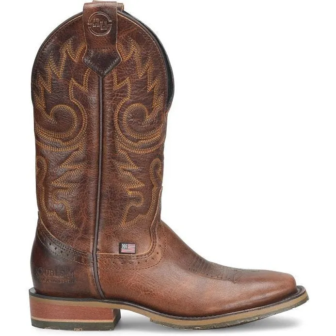 Double H Men's Brantley 12" Square Toe Roper Western Style Boot -Brown- DH4662