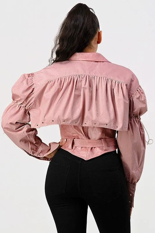DUSTY PINK DETACHABLE TWO PCS JACKET