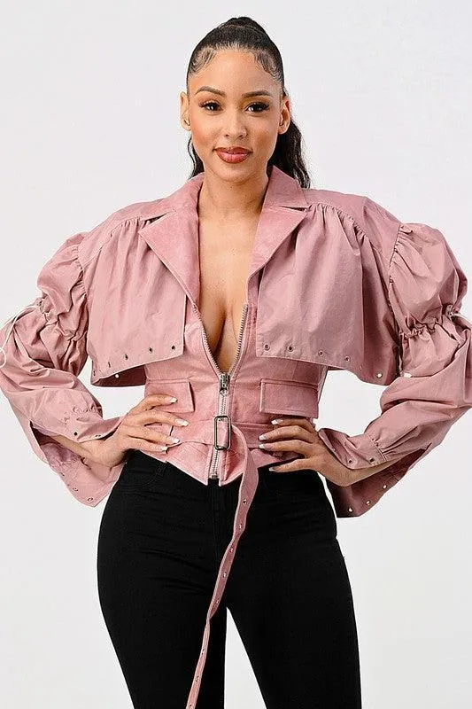 DUSTY PINK DETACHABLE TWO PCS JACKET