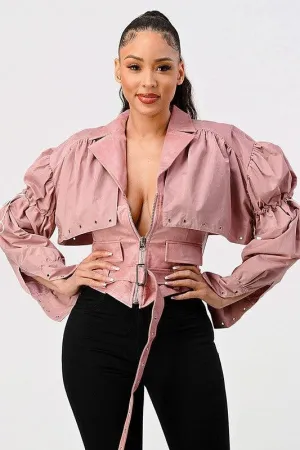 DUSTY PINK DETACHABLE TWO PCS JACKET