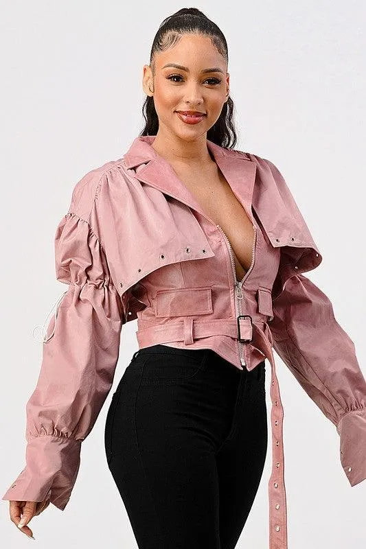 DUSTY PINK DETACHABLE TWO PCS JACKET