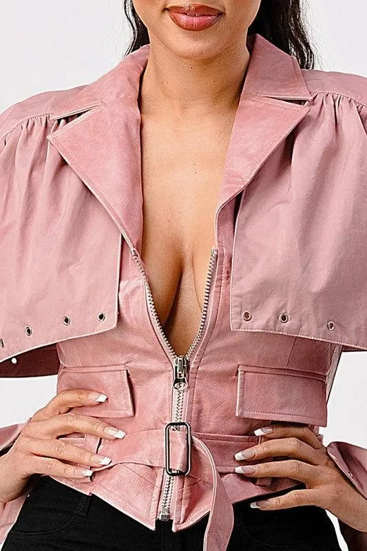 DUSTY PINK DETACHABLE TWO PCS JACKET