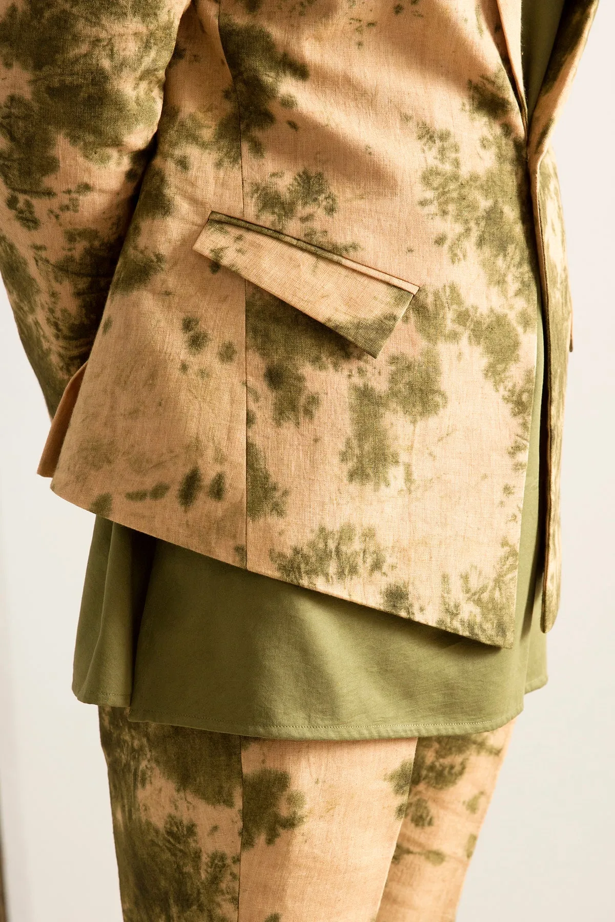 Elgin - Tie & Dye Jacket with Green Kurta Set