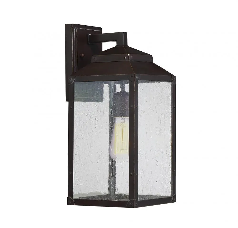 English Bronze Seeded Glass Outdoor Wall Lantern