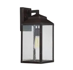 English Bronze Seeded Glass Outdoor Wall Lantern