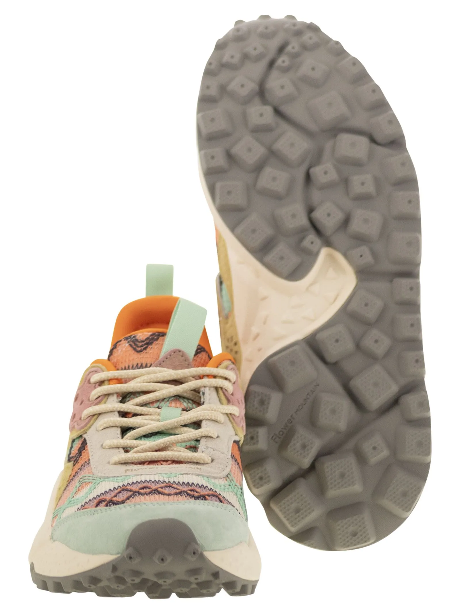Flower Mountain Kotetsu sneakers i mocka och tekniskt tyg