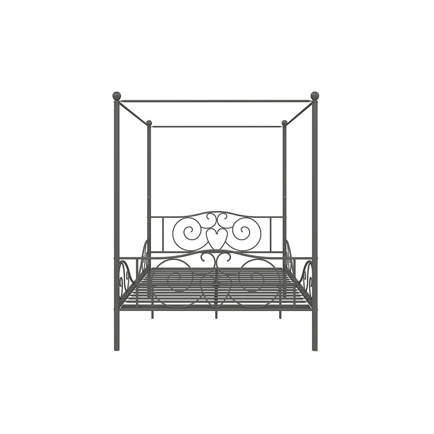 Full size Heavy Duty Metal Canopy Bed Frame in Pewter Finish