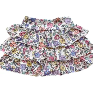Girls Bottoms | Multi Color Pastel Floral Ruffle Layered Skirt | Flowers by Zoe