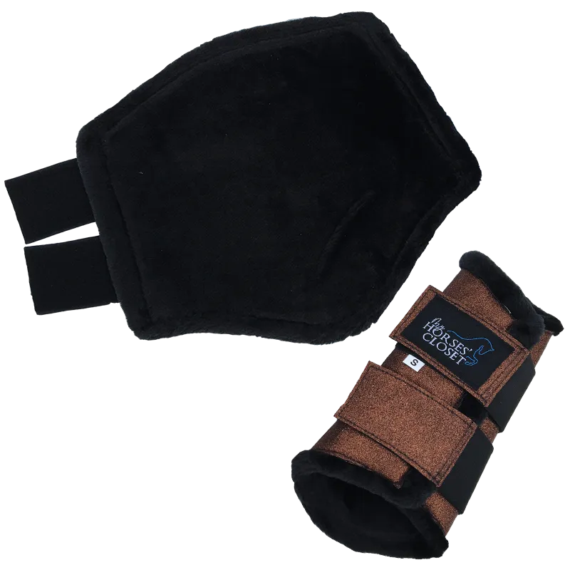 Glitter Sparkly Brushing Dressage Boots Copper Chocolate Brown