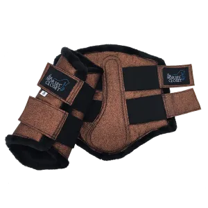 Glitter Sparkly Brushing Dressage Boots Copper Chocolate Brown