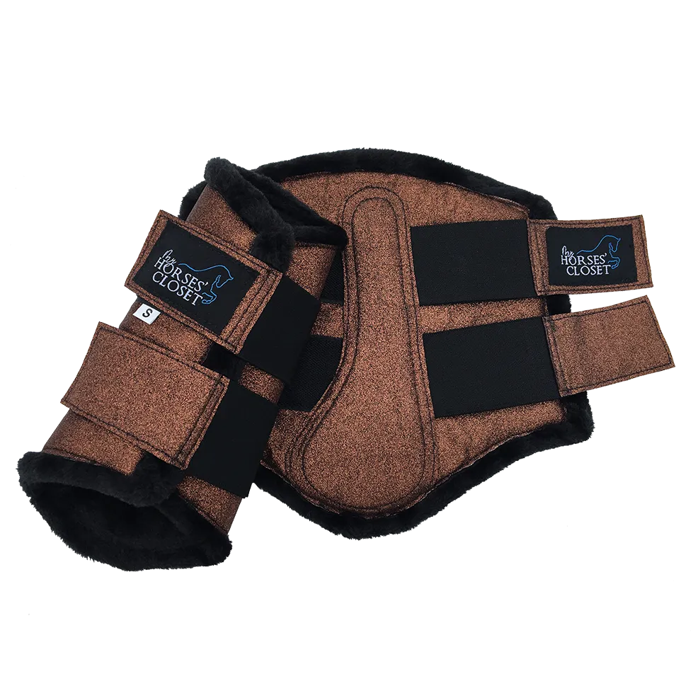 Glitter Sparkly Brushing Dressage Boots Copper Chocolate Brown