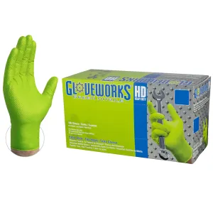 Gloveworks HD Green Nitrile Gloves-Box of 100 Gloves